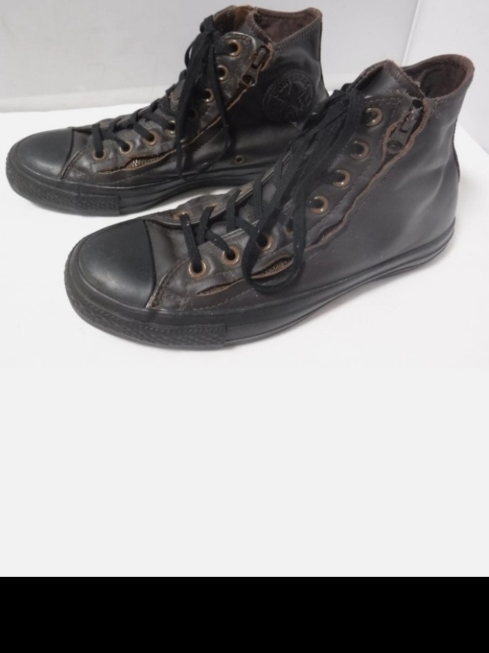 Converse Men's Brown Black Leather High-Top Sneakers